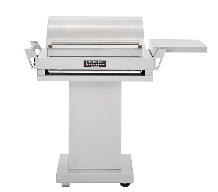 TEC G-Sport FR Gas Grill, Stainless Pedestal Base and Side Shelf